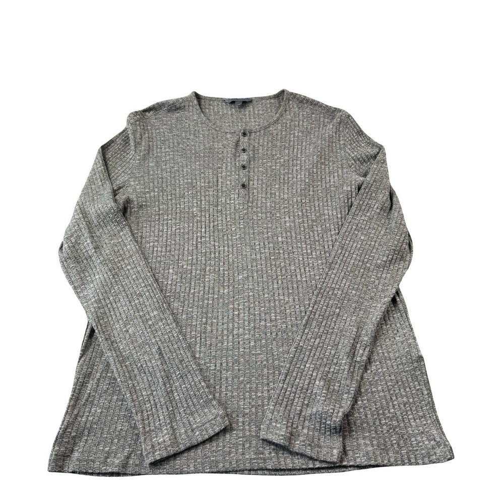 John Varvatos Collection Ribbed Cotton Blend Henley Green Shirt Mens XL